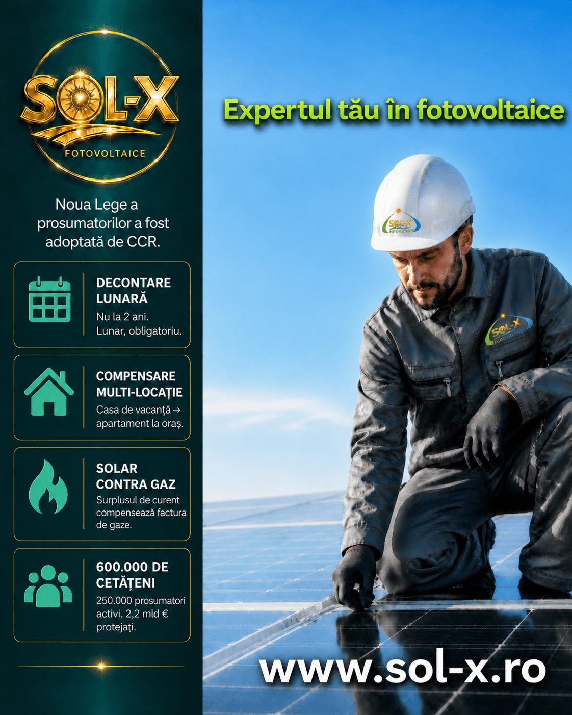 Noua Lege a prosumatorilor adoptata de CCR — decontare lunara si compensare multi-locatie | SOL-X